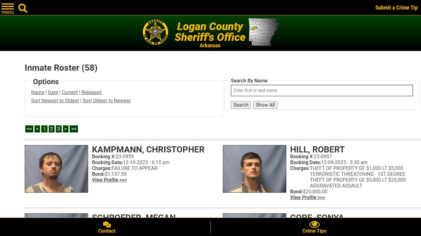 Inmate Roster - Current Inmates Booking Date Descending - Logan County ...
